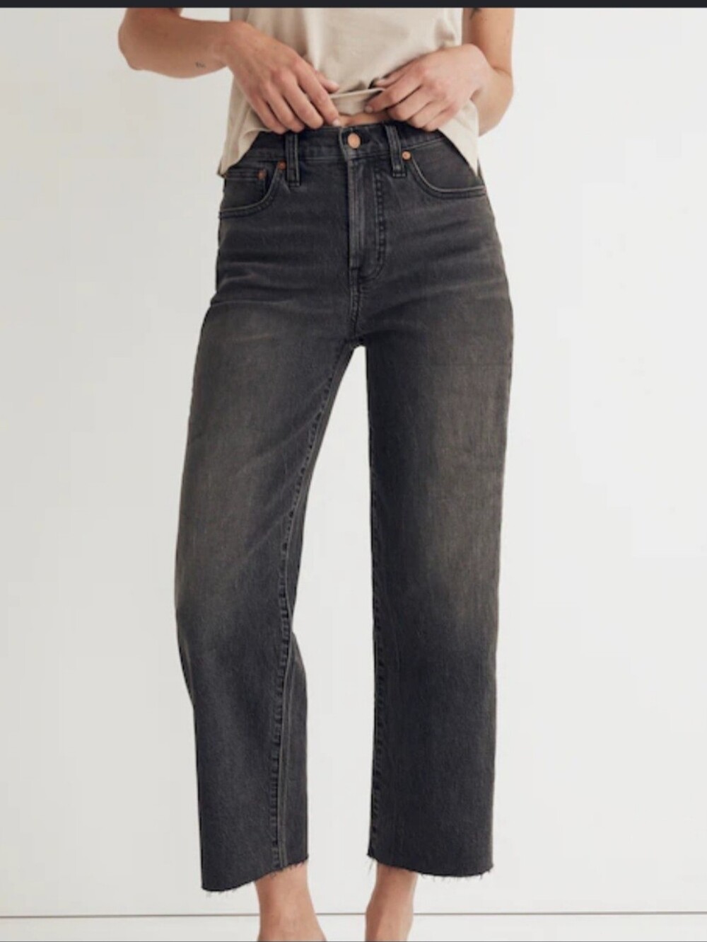 Madewell The Perfect Vibtage Crop Jeand Charcoal Gray